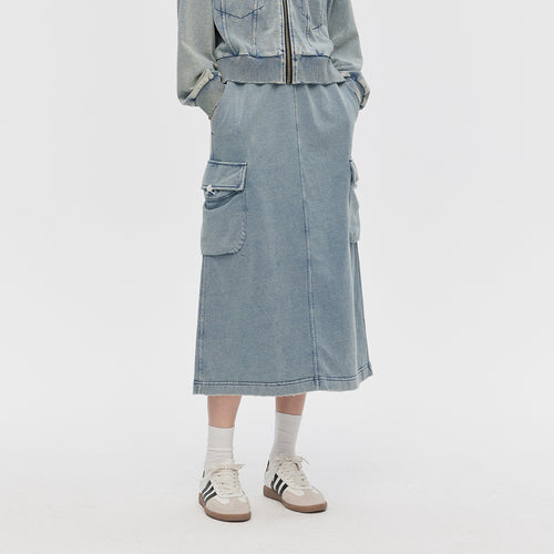 Denim Knit Half Skirt