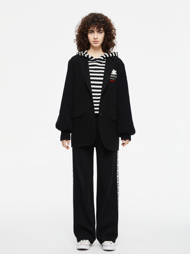 パッチワークウールスリーブコート