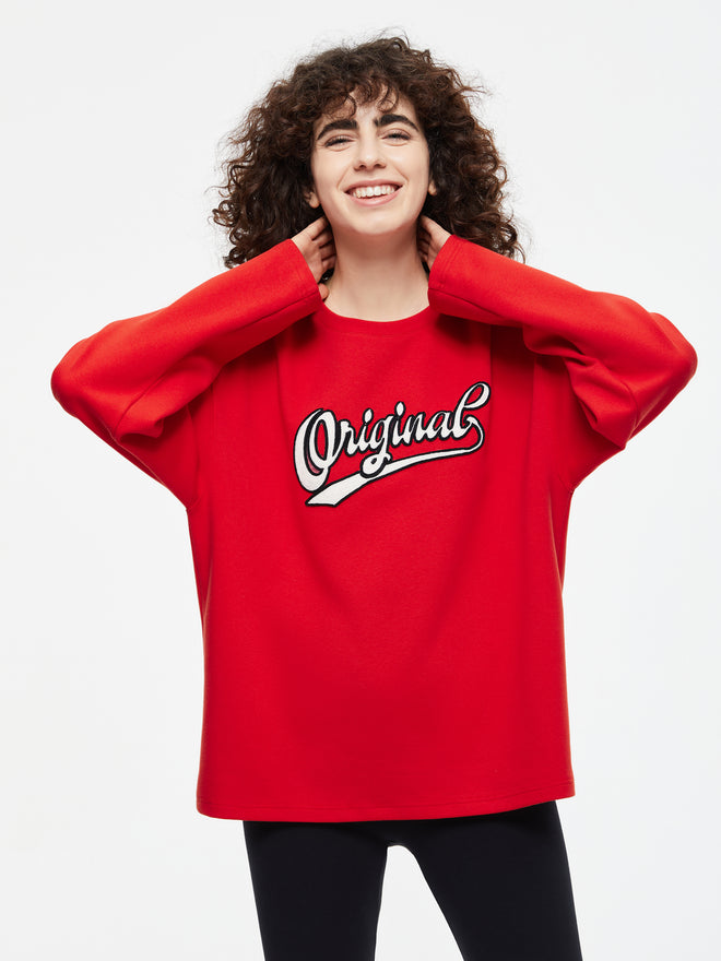 T-shirt imprimé orange à manches longues