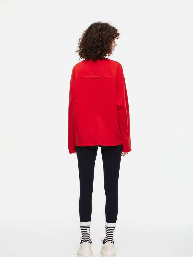 T-shirt imprimé orange à manches longues