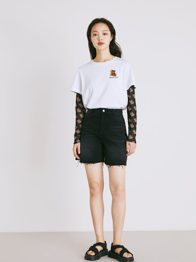 T-shirt brodé de chat