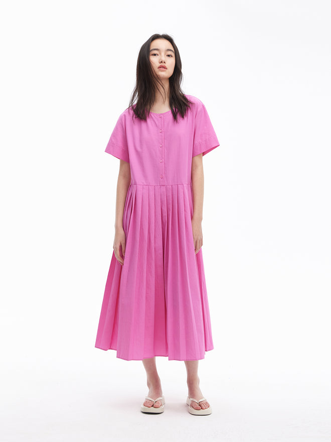 Robe chemise simple plissée