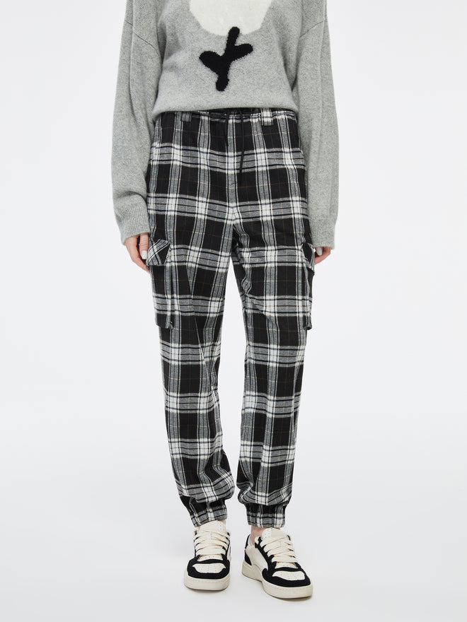 ニットギンガムドローストリングパンツ