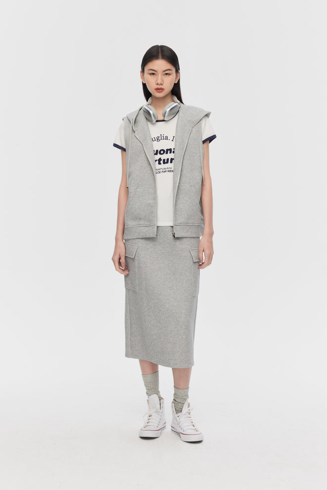 Gilet de costume gris à fermeture éclair