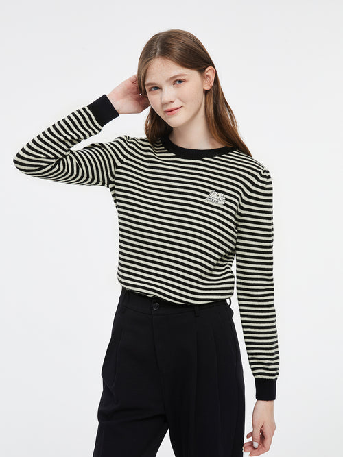 Bubble Sleeve Striped Sweater