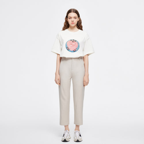 Pantalon de costume beige à neuf points