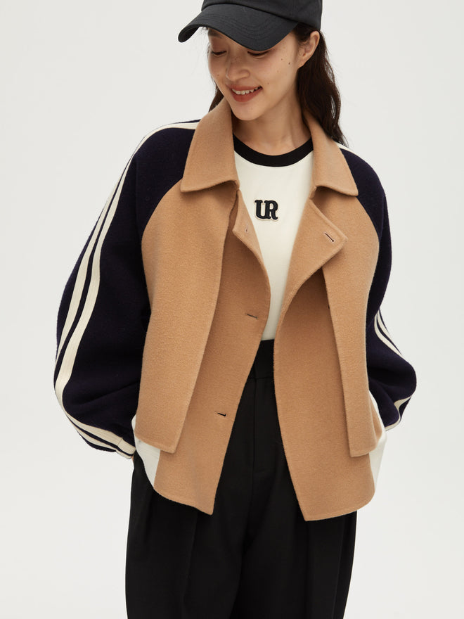Manteau court à blocage de couleur