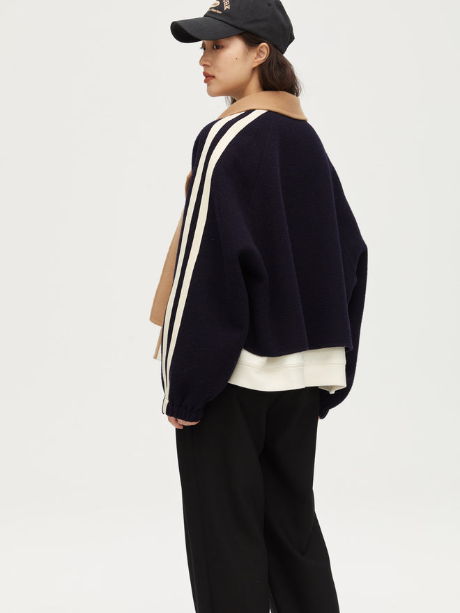 Manteau court à blocage de couleur