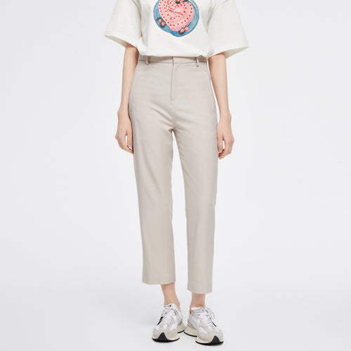 Pantalon de costume beige à neuf points