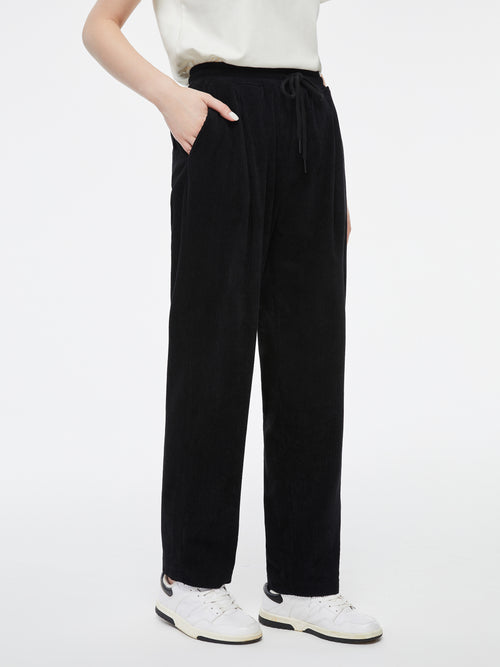 Pantalon carotte ample en velours côtelé