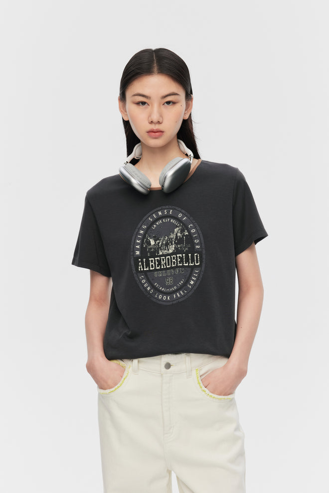 T-shirt gris anthracite « Carnet de voyage »