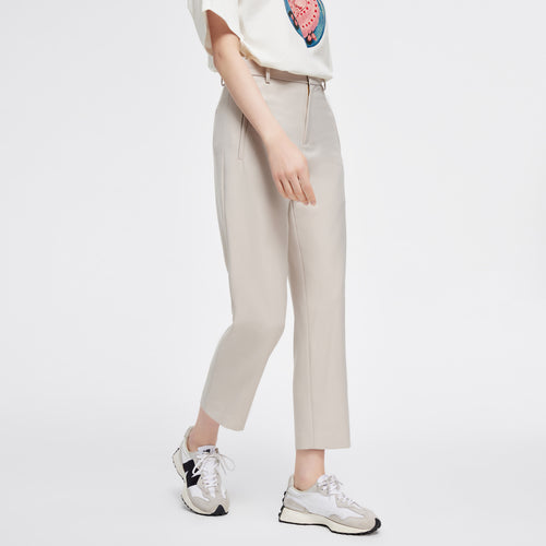 Pantalon de costume beige à neuf points