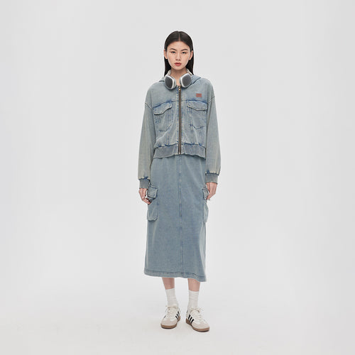 Denim Knit Half Skirt