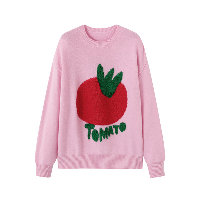 Tomato jacquard sweater