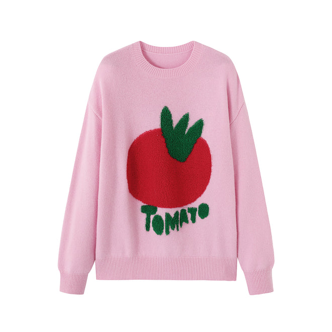 Pull jacquard tomate