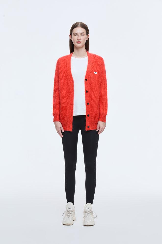 Cardigan ample en tricot orange