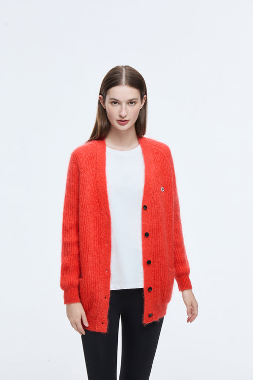 Cardigan ample en tricot orange