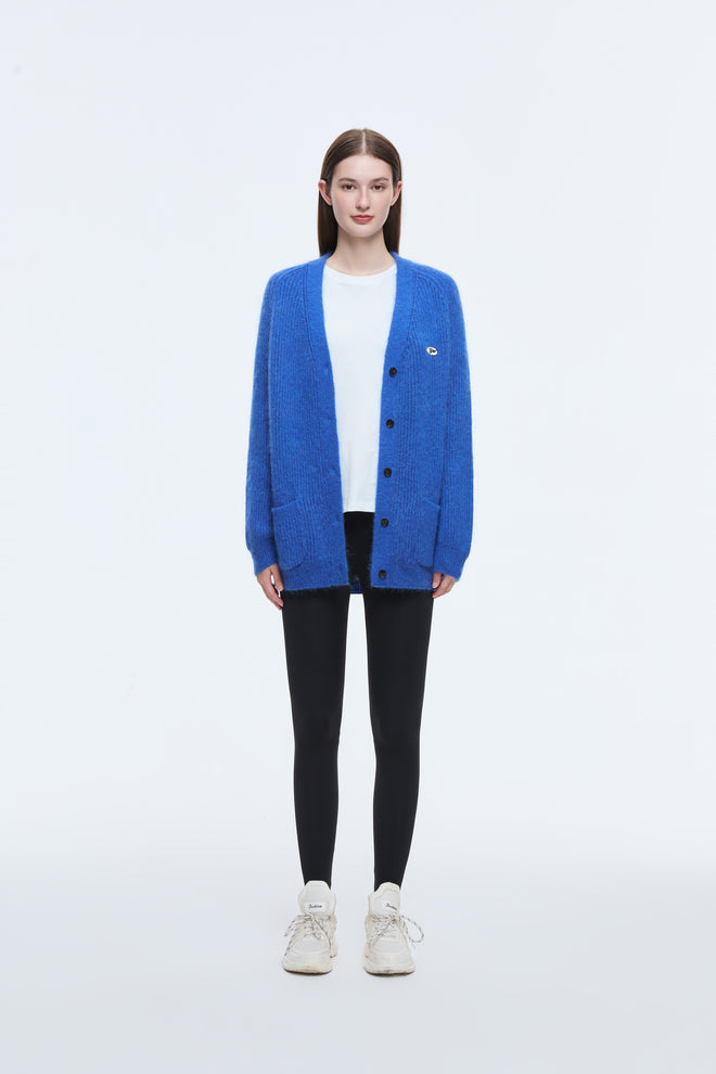 Cardigan ample en maille bleu