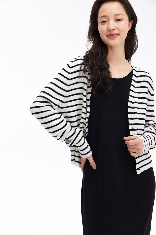 Cardigan rayé simple classique