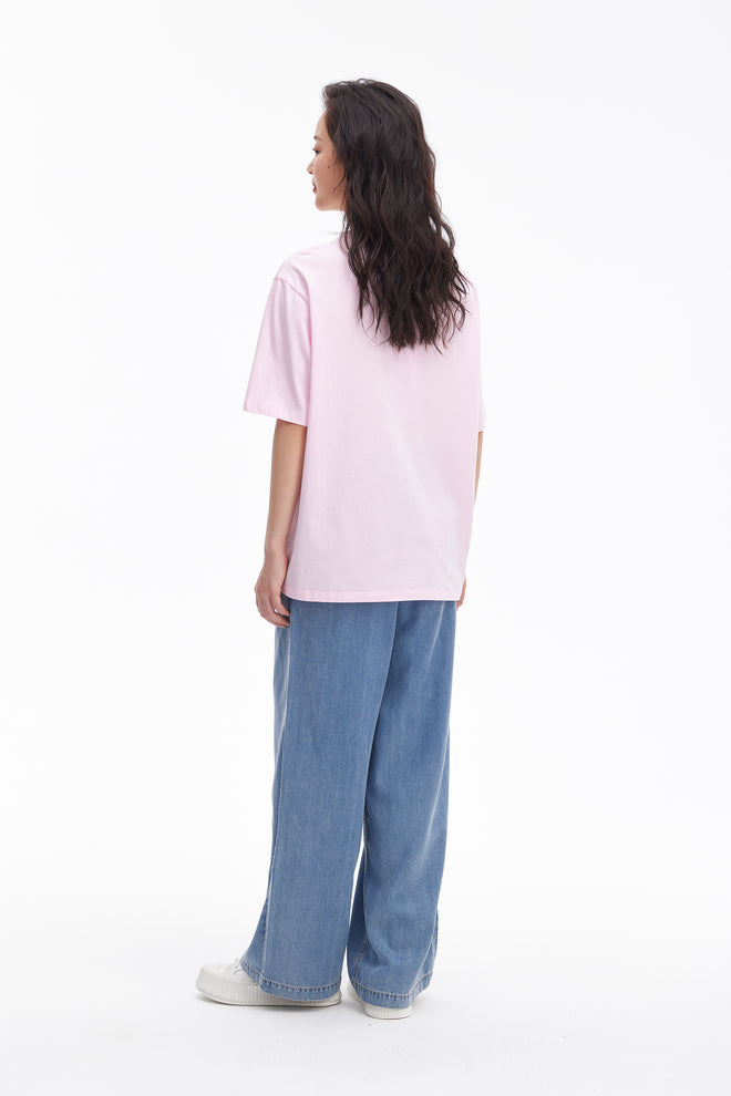 Tee-shirt imprimé de style universitaire-rose