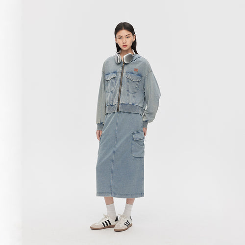 Denim Knit Half Skirt