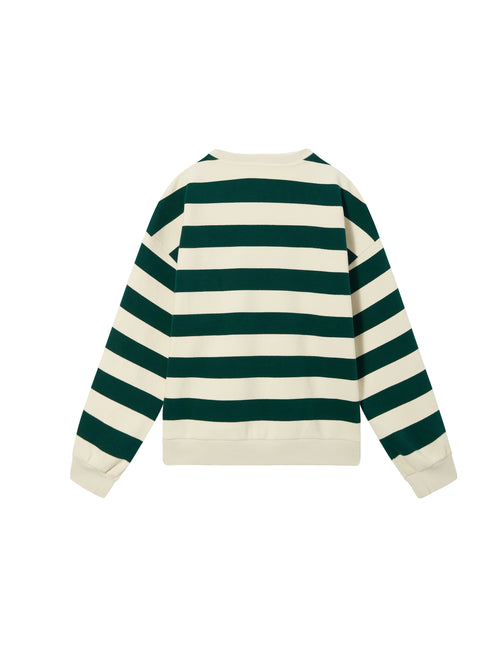 Sweat-shirt rayé vert foncé