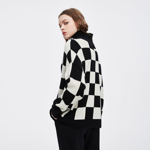 Checkerboard Cashmere Pullover
