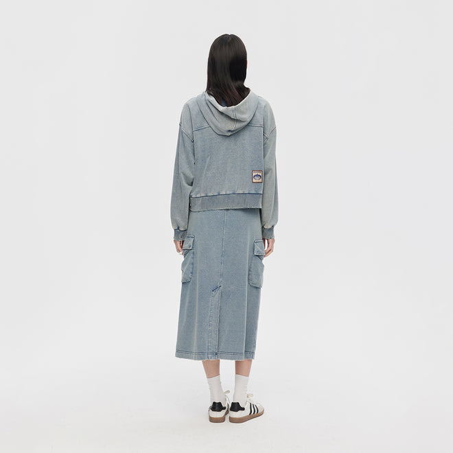 Demi-jupe en tricot denim