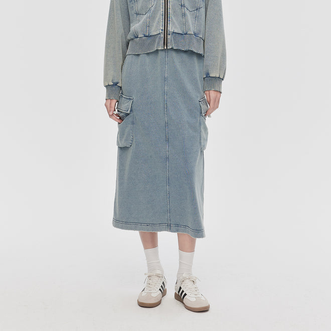 Demi-jupe en tricot denim