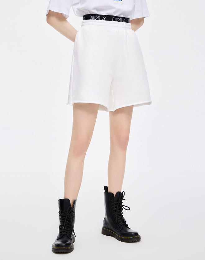 ホワイト ゴムウエスト ショートパンツ