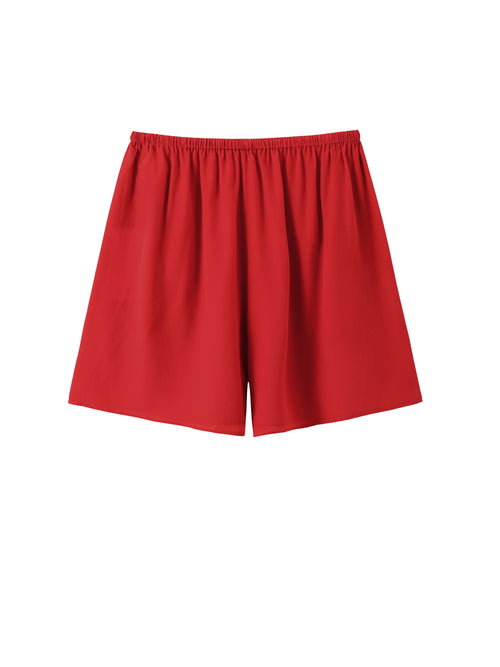 Tomato Red Silk Shorts