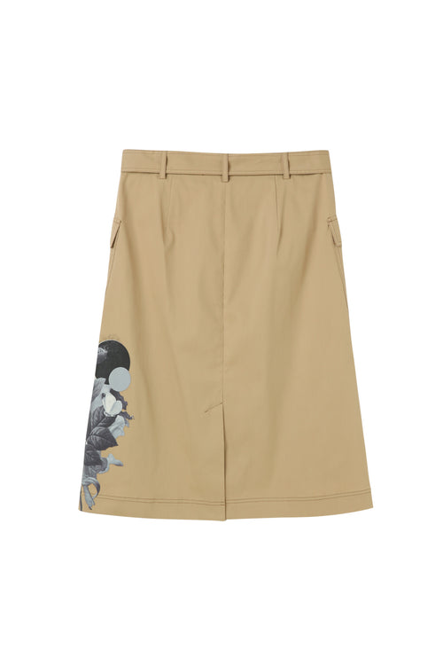 Khaki Printed Half Skirt