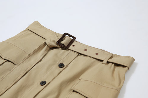 Khaki Printed Half Skirt