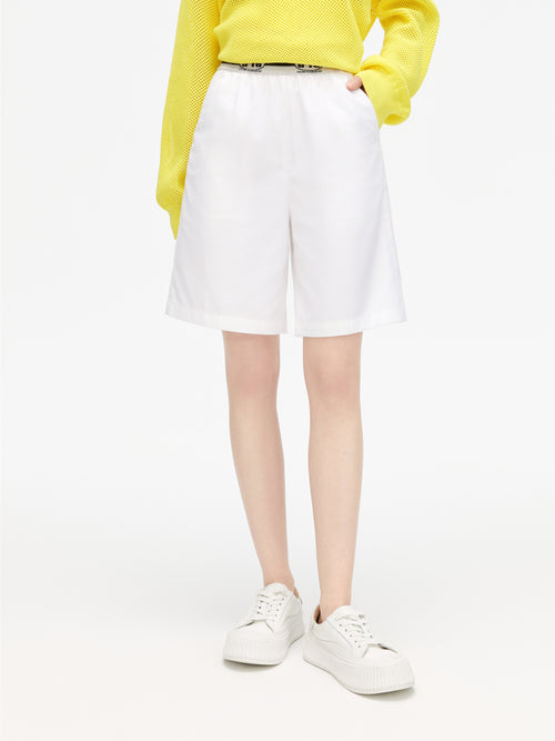 White Monogrammed Elasticized Chino Pants