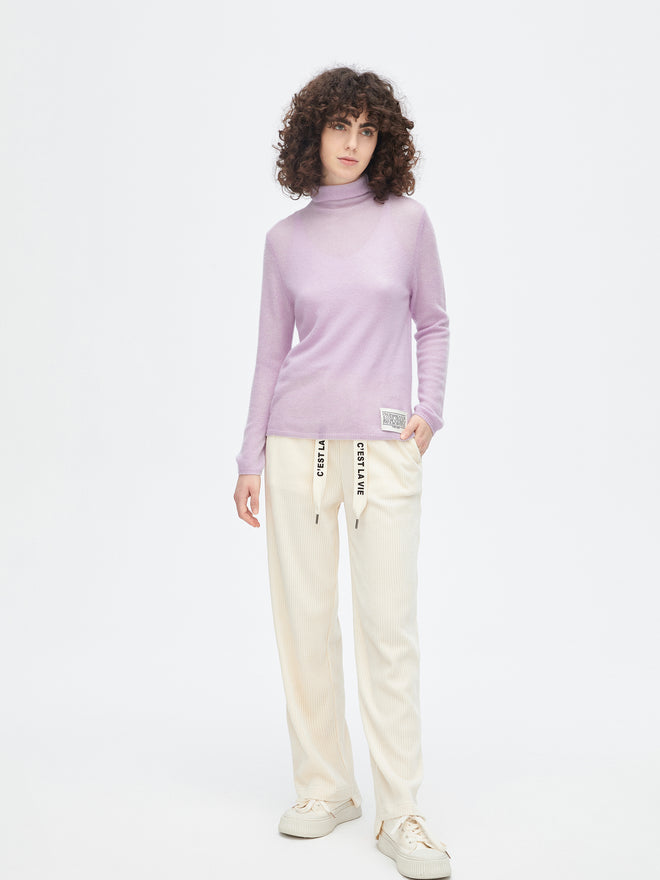 Chemise violette à col haut