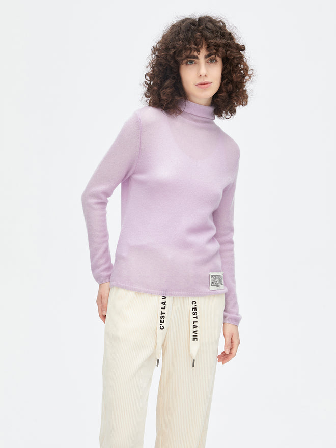 Chemise violette à col haut