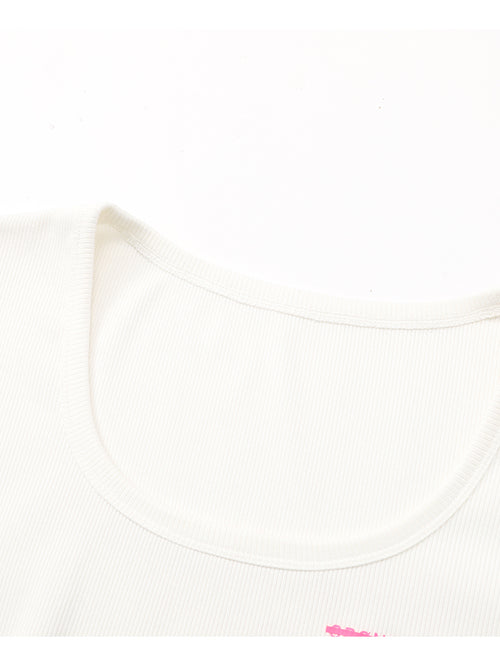 U Neck White Tee