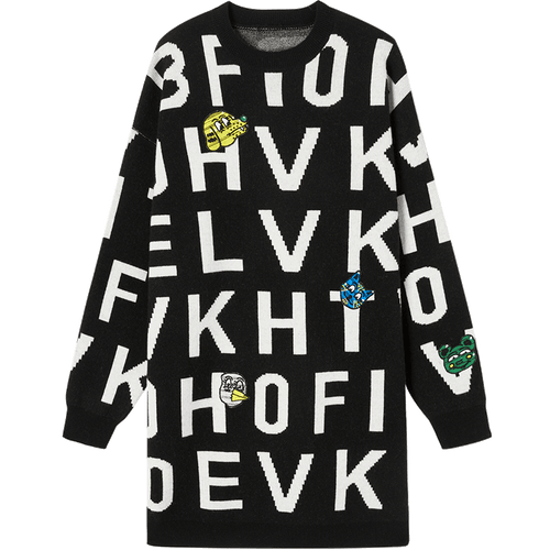 Robe pull en laine brodée 'Alphabet'