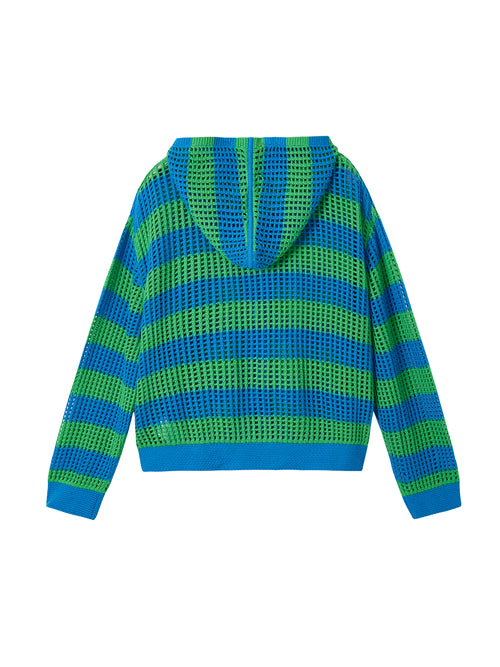 Blue And Green Striped Cardigan