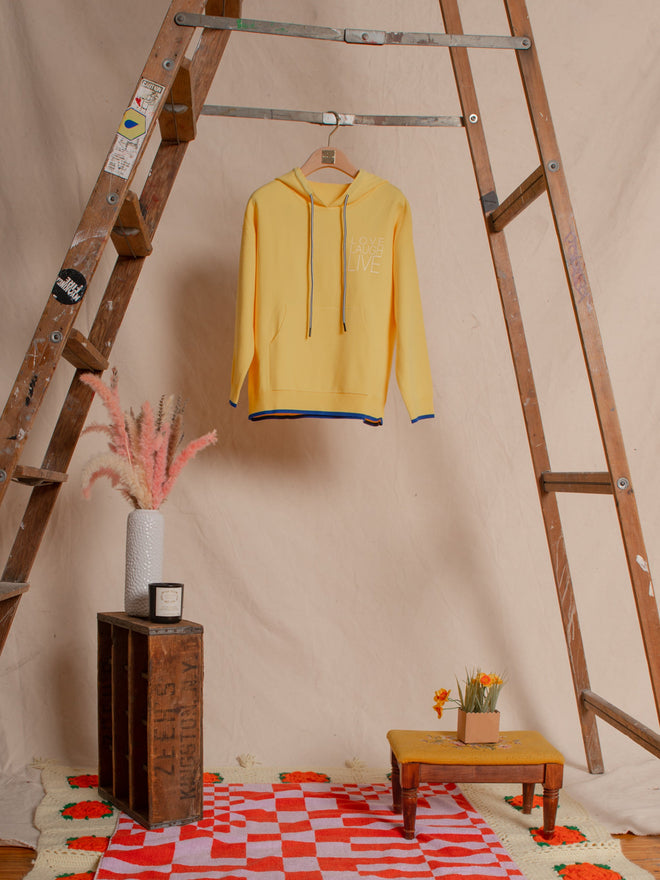 Yellow Hooded Embroidered Sweatshirt - Urlazh New York
