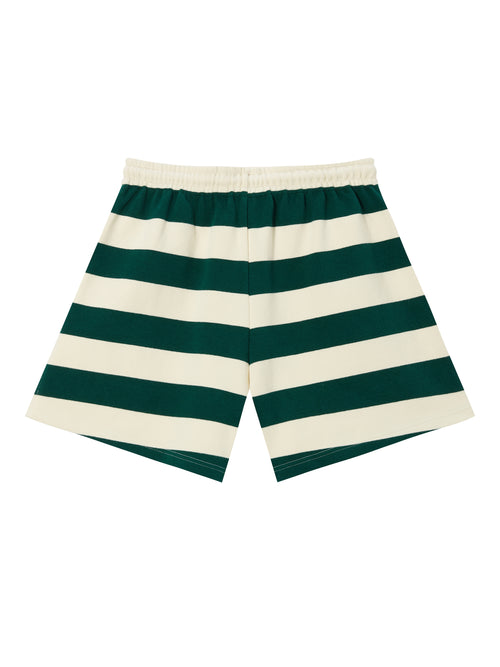 ダークグリーンのストライプショートパンツ