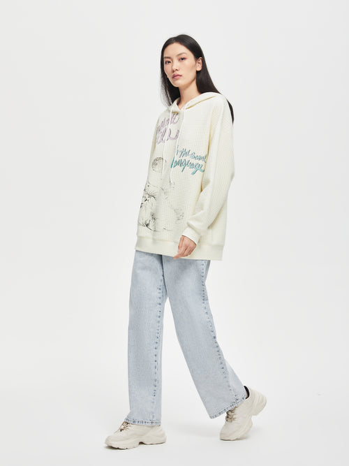 Sweat-shirt à capuche avec croquis de chat