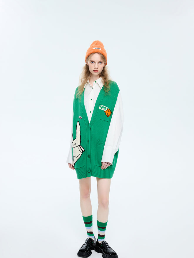 Gilet surdimensionné en tricot vert 'Kelly'