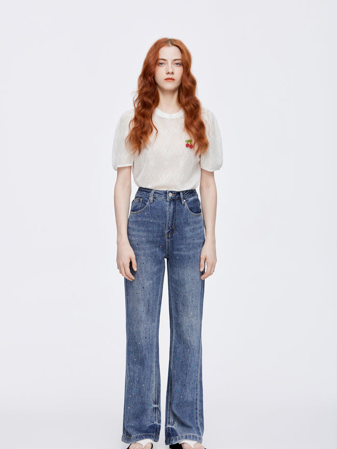 High-Rise Loose 'Sparkle' Jeans - Urlazh New York