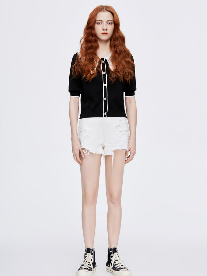 White Destroyed 'Grunge' Shorts - Urlazh New York