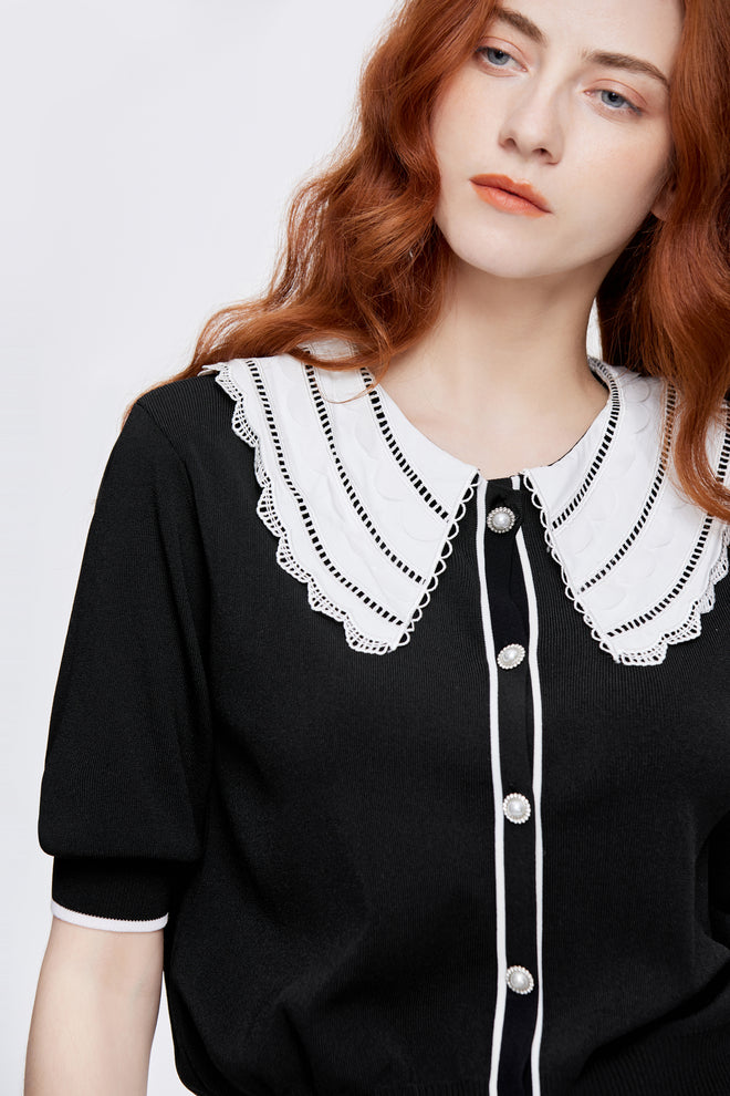 Vintage Lace Collared Cardigan - Urlazh New York