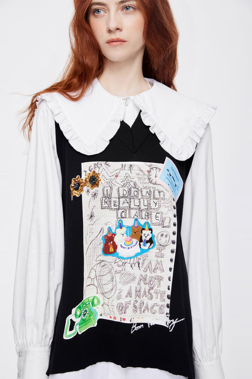 Vintage 'Sketch Collage' Vest - Urlazh New York