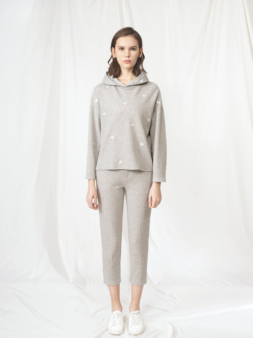 Gray Cropped Slim Sweatpants - Urlazh New York