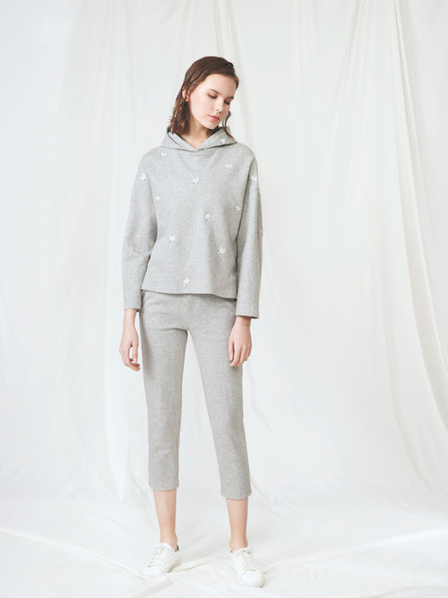 Gray Cropped Slim Sweatpants - Urlazh New York