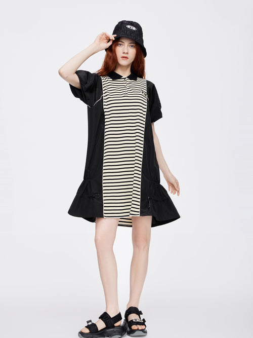 80's Striped T-shirt Flared Dress - Urlazh New York